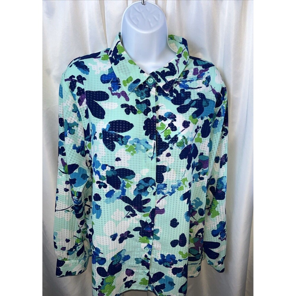Vintage BonWorth  Women’s Petite Watercolor All Over Abstract Floral Size PL